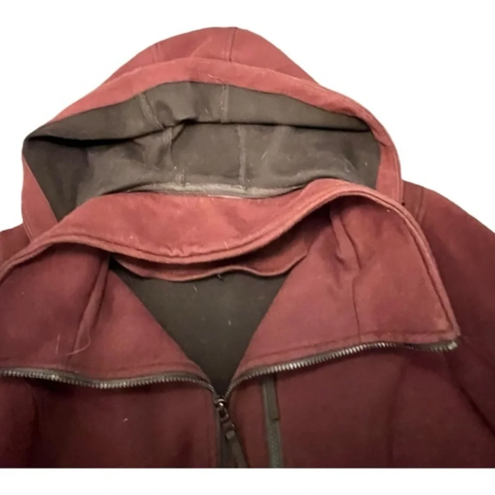 Andrew‎ Marc Scuba Knit Hooded Zip Up Jacket Women’s XXL Burgundy Removable Hood
